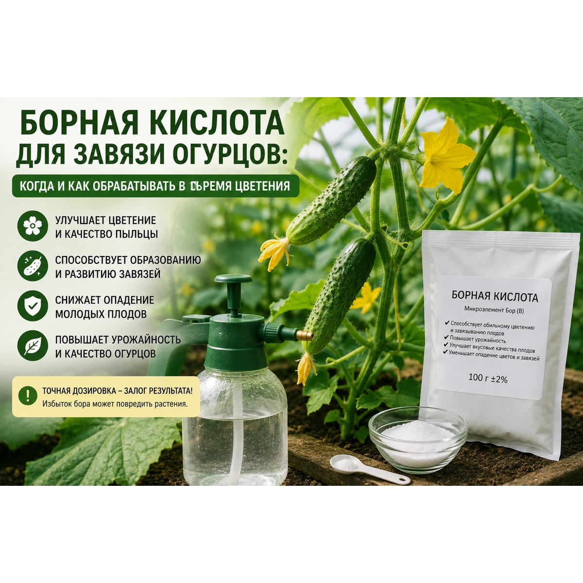Борная кислота для завязи огурцов: когда и как обрабатывать во время цветения