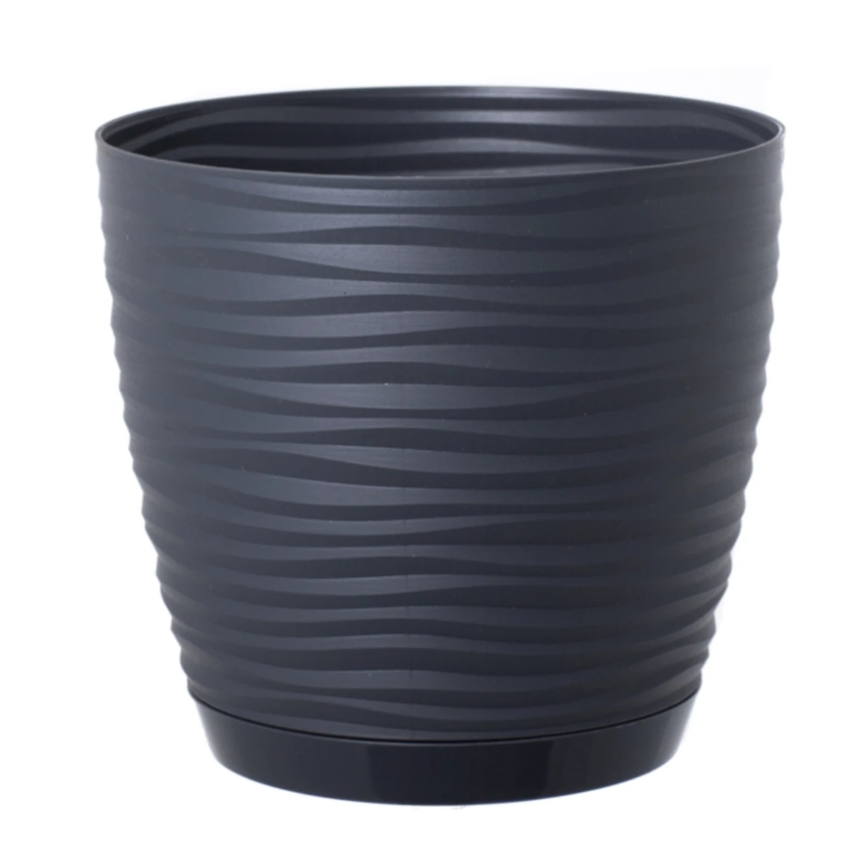 Квітковий горщик САХАРА PETIT антрацит з підставкою 13 см