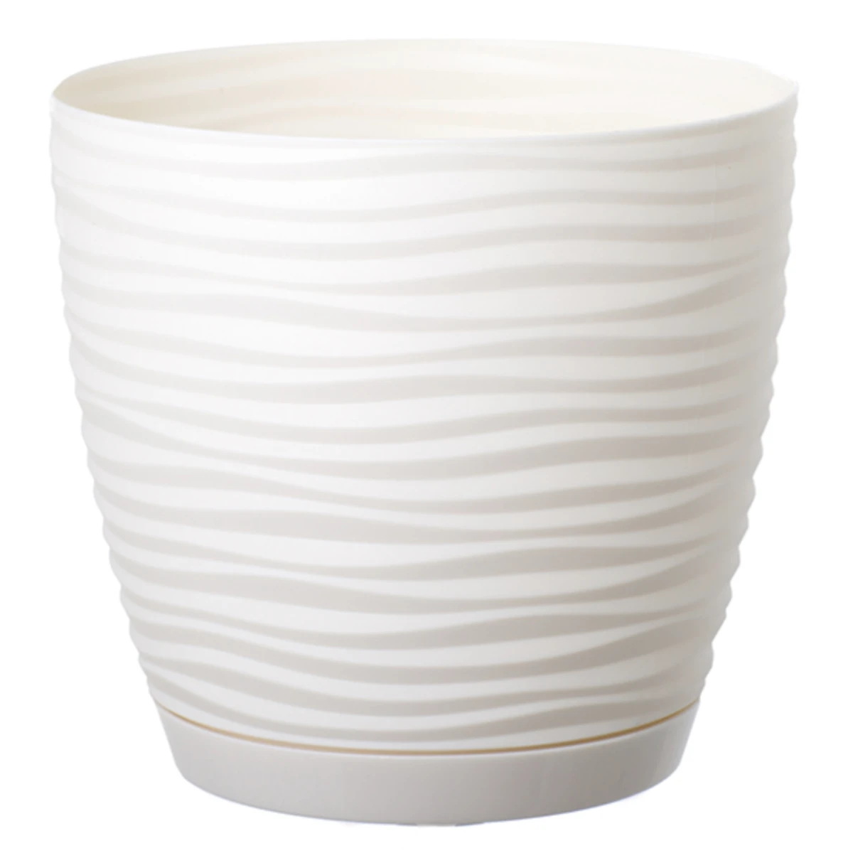 Квітковий горщик САХАРА PETIT світло-бежевий з підставкою, 19 см