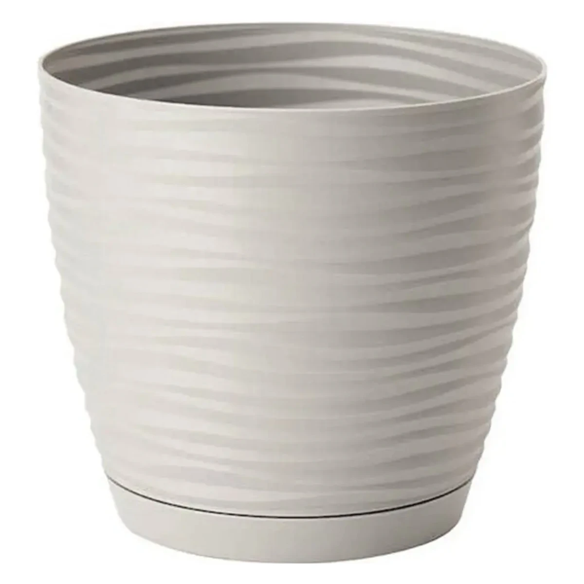 Квітковий горщик САХАРА PETIT світло-сірий з підставкою, 15 см
